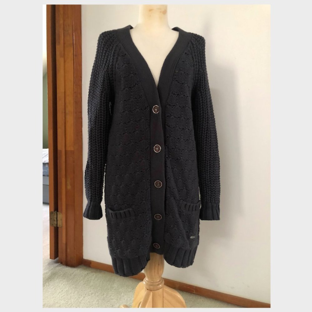 Lacoste + Malandrino Chunky Knit Cardigan Grey M